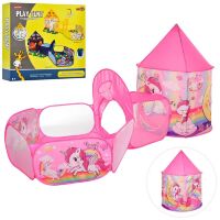 Дитячий ігровий Намет з тунелем і Манежем MR 0632 Будиночок "Єдиноріжок" для дівчинки. Рожева**
