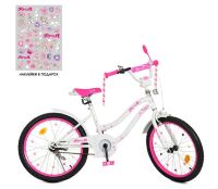 Велосипед дитячий двоколісний з кошиком і сидінням для ляльки PROFI Star Y2094-1K колеса 20д /біло-малиновий*