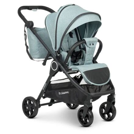 Універсальна дитяча коляска 2в1 EL CAMINO ME 1085 SAGA Denim Ash Blue з прогулянковим блоком і люлькою Блакитна