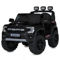 Дитячий двомісний електромобіль M 5829EBLRS-2 Джип з м'яким шкіряним сидінням, 4 мотори, чорний автофарбування