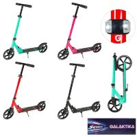 Складаний алюмінієвий двоколісний самокат Tilly GS-0062 з підніжкою, ліхтариком та ножним гальмом / 4 кольори