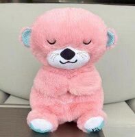 Дитячий музичний нічник 988-39 М'яка плюшева іграшка Видра (дихає, рухається животик) рожева