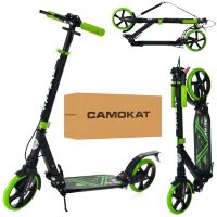 Дорослий двоколісний самокат складаний iTrike SR2-018-10-BGR з ручним гальмом і замком / чорно-зелений**