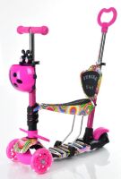 Самокат дитячий триколісний 5в1 (беговел) iTrike JR3-058-I-WP18 MAXI з кошиком і сидінням /рожевий**