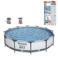 Каркасний круглий наливний басейн BESTWAY 56416 розмір 366 x 76 см/об'єм 6473 л з картриджним фільтр-насосом