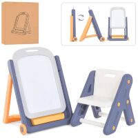 Дитячий пластиковий мольберт зі стільцем QC-BB02 з двосторонньою дошкою / синій