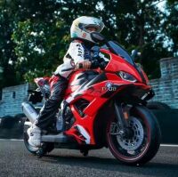 Дитячий електромотоцикл M 5767EL-3 BMW Електромобіль мотоцикл зі шкіряним сидінням, MP3 USB, червоний