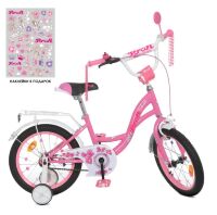 Дитячий двоколісний велосипед для дівчинки Profi Y1821 Butterfly з дзвіночком і фарою / колеса 18д / рожевий**