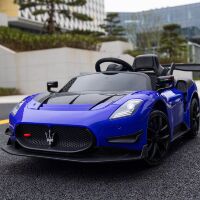 Дитячий одномісний електромобіль M 5105EBLR-4 Maserati MC20 GT2 шкіряне сидіння, 4 мотори, синій