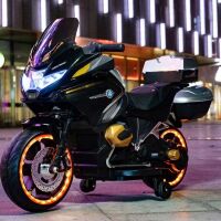 Дитячий електро-мотоцикл M 5830EBL-2 Трицикл шкіряне сидіння, 2 мотори, USB, MP3, TF, bluetooth, чорний