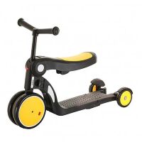 Дитячий складаний триколісний самокат+беговел+велосипед GS-0057 Red з сидінням і педалями / червоний