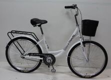 Жіночий міський велосипед 26 дюймів Corso "TRAVEL" TL-26309 з кошиком (рама 16.5") білий
