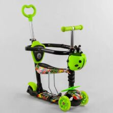 Дитячий триколісний самокат 5в1 Best Scooter S 1453 із захисним бортиком і батьківською ручкою / салатовий