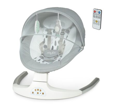 Дитяча электрокачель-шезлонг Заколисуючий центр ME 1074 MYLA Soft Mint сірий з зеленим **