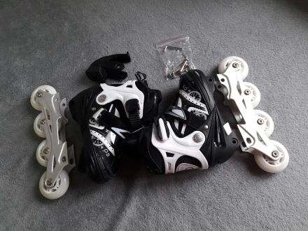 Ролики Дитячі Чорні — Білі розсувні Profi A 10077-S розмір (31-34)