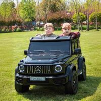 Дитячий двомісний електромобіль M 5880EBLR-2(24V) Мерседес на 4 мотори, шкіряне сидіння, USB,MP3,LED, чорний