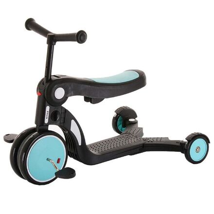 Дитячий складаний триколісний самокат+беговел+велосипед GS-0057 Blue з сидінням і педалями / блакитний