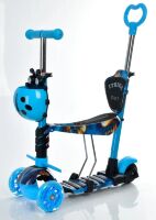 Самокат дитячий триколісний 5в1 (беговел) iTrike JR3-058-I-WP11 MAXI з кошиком і сидінням / блакитний**