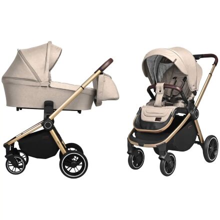 Коляска універсальна CARRELLO CRL-8510 Green Tea рама золота з дощовиком зелена