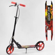 Дитячий двоколісний Самокат складаний Best Scooter 27664 з ручним гальмом і підніжкою / червоний