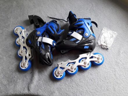 Ролики Дитячі Сині — Білі розсувні Profi A 10078-S розмір (31-34)