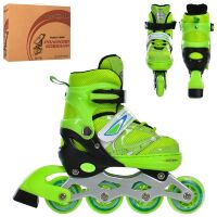 Розсувні дитячі ролики PROFI A 4145-S-GR алюмінієва рама/розмір 31-34 устілка 18.5 cм/зелені