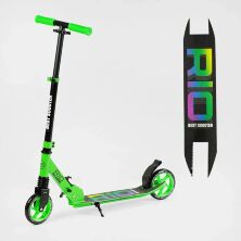 Складний Двоколісний самокат Best Scooter R-12005 з переднім амортизатором / зелений