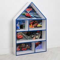 Будиночок стелаж, полиця для іграшок і книг PLK-B-2b-b Тачки біло-синій**