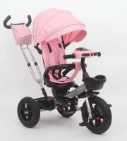 Велосипед Коляска триколісний TR2408 з телескопічною ручкою, гальмом, музичним кермом для дівчинки