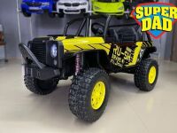 Дитячий електромобіль Джип M 4878EBLR-6(24V) 4WD Jeep двомісний, EVA колесах, шкіряне сидіння, жовтий