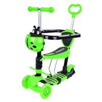Дитячий триколісний самокат MAXI 5в1 (біговел) JR 3-050-GR бампер, сидіння, батьківська ручка, зелений