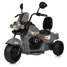 Дитячий мотоцикл трицикл M 5739EL-11 Harley-Davidson шкіряне сидіння, 2 мотори, світло, музика, сірий