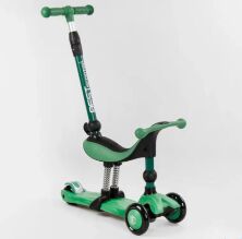 Дитячий самокат-велобіг від триколісний 5в1 Best Scooter BS-78812 з батьківською ручкою та сидінням / зелений