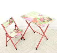Дитячий складаний металевий столик зі стільчиком A19-girl paint/ Малюнок "Дівчинка"**
