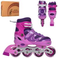 Дитячі розсувні ролики PROFI A4145-M-V алюмінієва рама/розмір 35-38 устілка 21 см/фіолетові