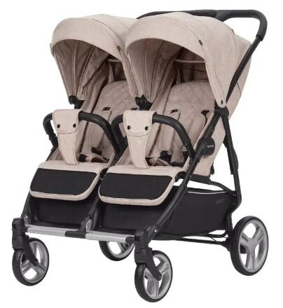 Коляска прогулочная CARRELLO Connect CRL-5502 Cotton Beige для двійні в льоні
