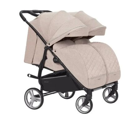 Коляска прогулочная CARRELLO Connect CRL-5502 Cotton Beige для двійні в льоні