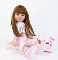 Велика вінілова лялька у шапочці ручної роботи Reborn Baby Doll зі справжнім волоссям та гарними очима