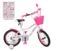 Двоколісний дитячий велосипед 18 дюймів PROFI Y18244-1 Unicorn з кошиком / біло-малиновий**