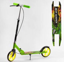 Дитячий двоколісний Самокат складаний Best Scooter 67788 з ручним гальмом і підніжкою / зелений