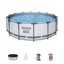 Каркасний круглий басейн BESTWAY 5612X розмір 427-122 см з картриджним фільтр-насосом Драбинкою і Тентом