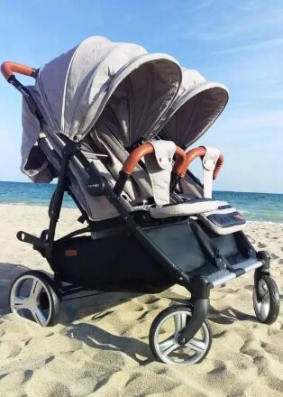 Коляска прогулочная CARRELLO Connect CRL-5502 Rock Gray для двійні в льоні