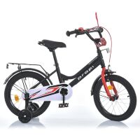 Дитячий двоколісний велосипед для дівчинки PROFI 16 дюймів MB 16032-1 NEO з додатковими колесами, чорно-червоний