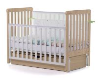Дитяче ліжечко дерев'яна маятник з відкидним бортом "Сон" вільха - колір слонова кістка