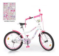 Двоколісний дитячий велосипед 20 дюймів PROFI Y20244 Unicorn з додатковими колесами / біло-малиновий **