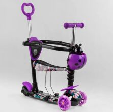 Дитячий триколісний самокат 5в1 Best Scooter S 7864 з захисним бортиком і батьківською ручкою, фіолетовий