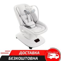 Дитячий заколисуючий центр-шезлонг 2в1 8911 з музикою і пультом білий