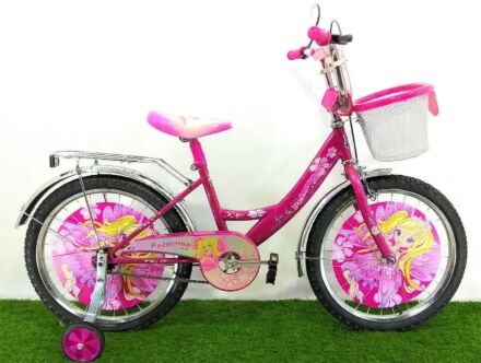 Велосипед дитячий двоколісний Azimut Принцеса Princess для дівчинки / колеса 12 дюймів / з кошиком /рожевий