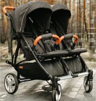 Коляска прогулочная CARRELLO Connect CRL-5502 Serious Black для двійні в льоні
