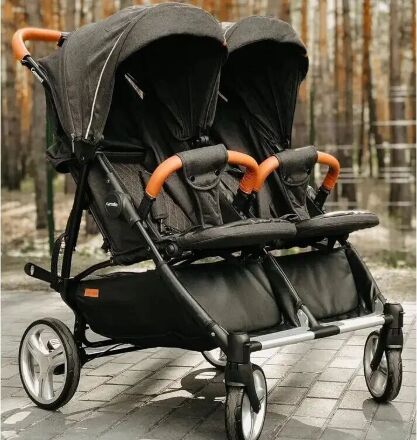 Коляска прогулочная CARRELLO Connect CRL-5502 Serious Black для двійні в льоні